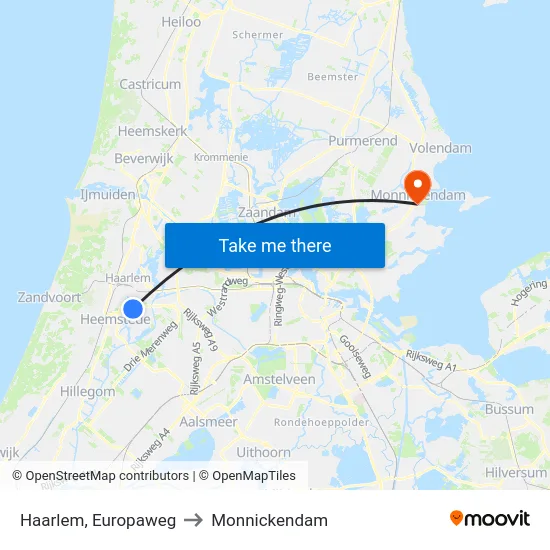 Haarlem, Europaweg to Monnickendam map