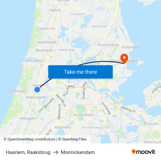 Haarlem, Raaksbrug to Monnickendam map