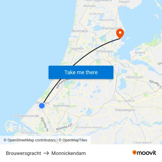 Brouwersgracht to Monnickendam map