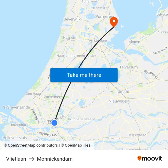 Vlietlaan to Monnickendam map