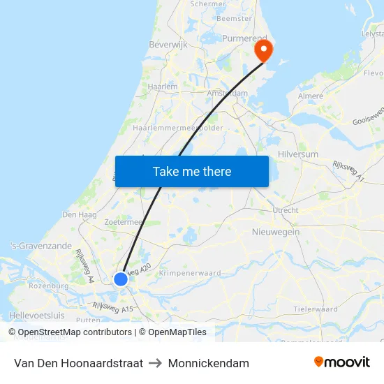 Van Den Hoonaardstraat to Monnickendam map
