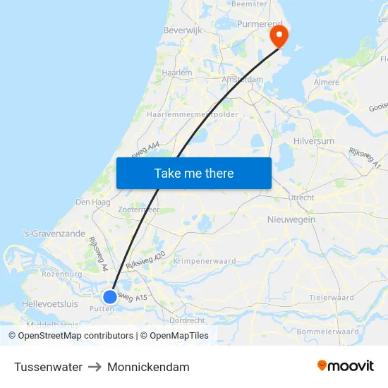 Tussenwater to Monnickendam map