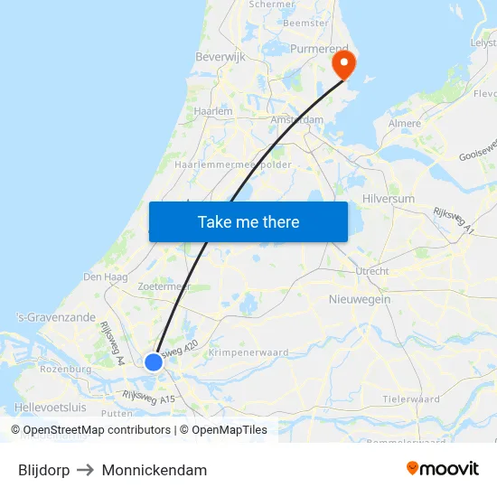 Blijdorp to Monnickendam map