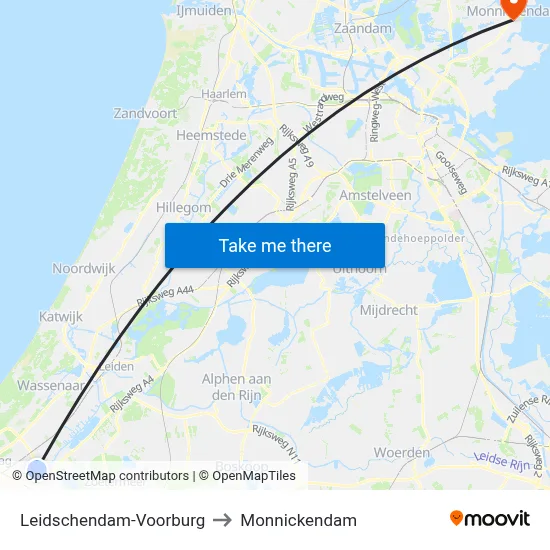 Leidschendam-Voorburg to Monnickendam map