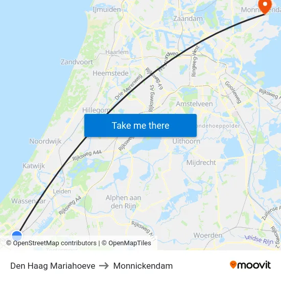 Den Haag Mariahoeve to Monnickendam map