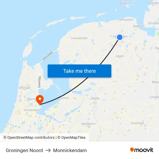 Groningen Noord to Monnickendam map