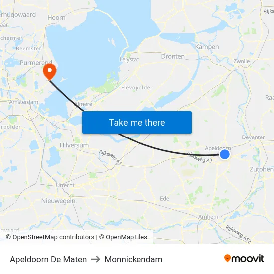 Apeldoorn De Maten to Monnickendam map