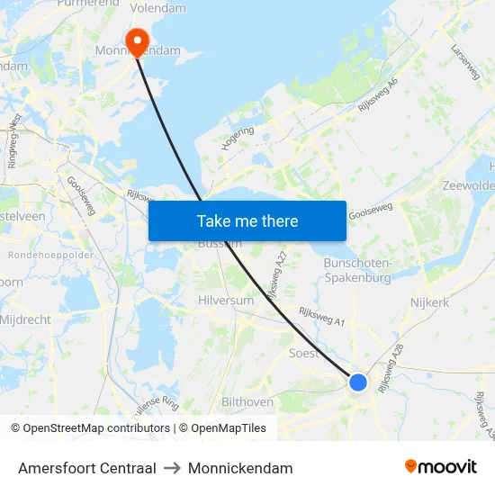 Amersfoort Centraal to Monnickendam map