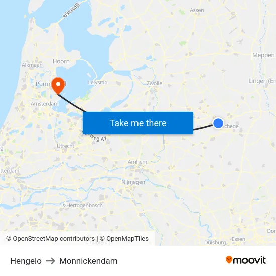 Hengelo to Monnickendam map