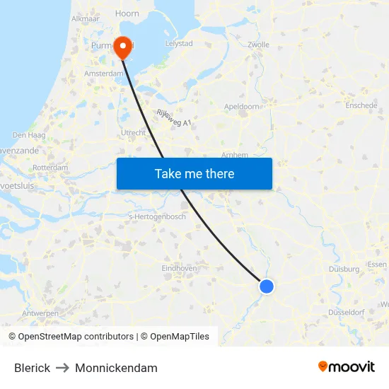 Blerick to Monnickendam map