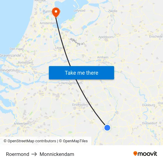 Roermond to Monnickendam map