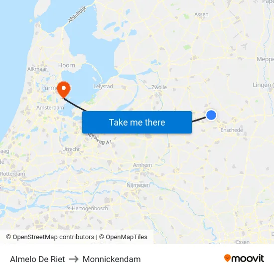 Almelo De Riet to Monnickendam map