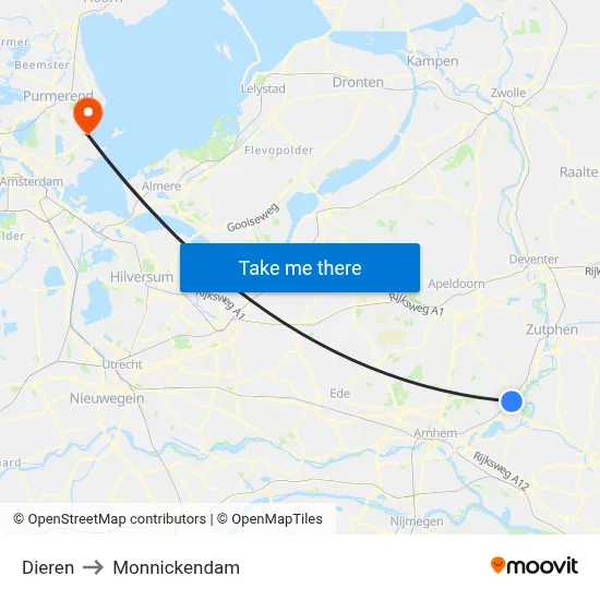Dieren to Monnickendam map