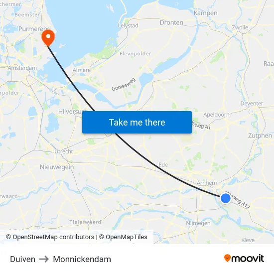 Duiven to Monnickendam map