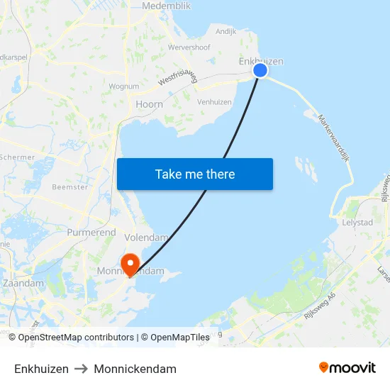 Enkhuizen to Monnickendam map