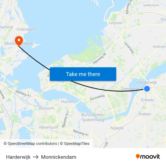 Harderwijk to Monnickendam map