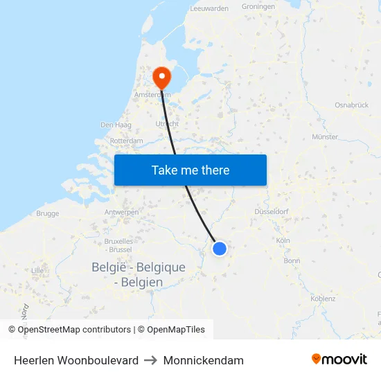 Heerlen Woonboulevard to Monnickendam map