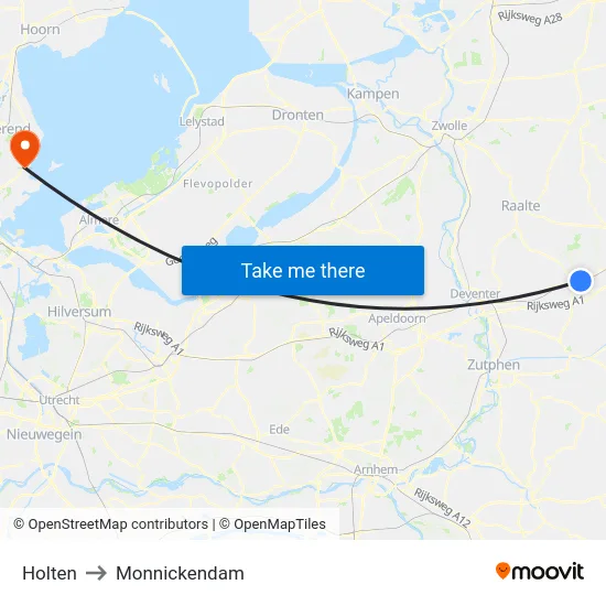 Holten to Monnickendam map