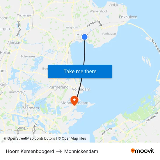 Hoorn Kersenboogerd to Monnickendam map
