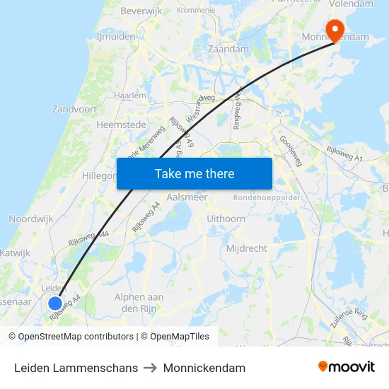 Leiden Lammenschans to Monnickendam map