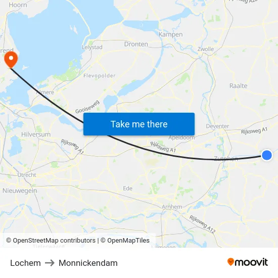 Lochem to Monnickendam map