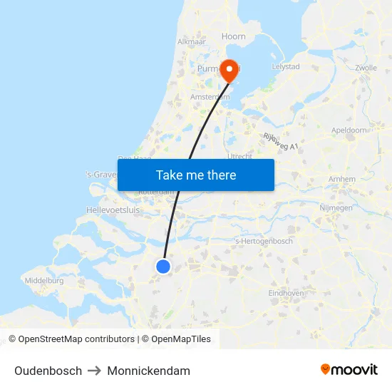 Oudenbosch to Monnickendam map