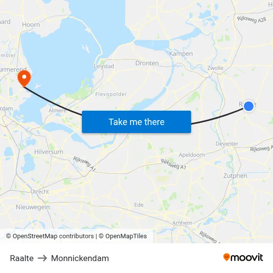 Raalte to Monnickendam map