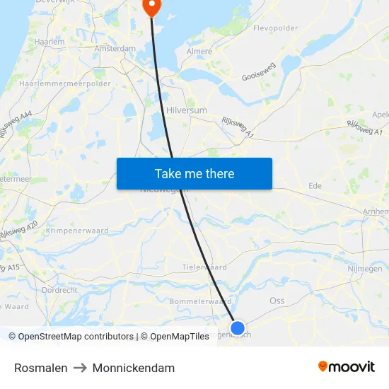 Rosmalen to Monnickendam map