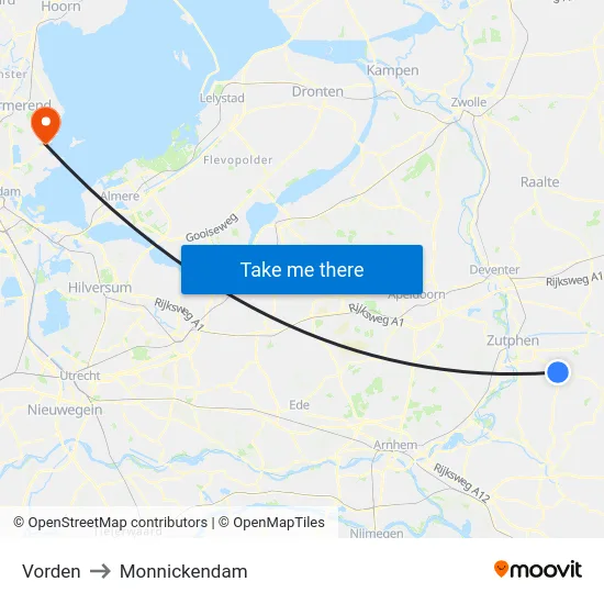 Vorden to Monnickendam map