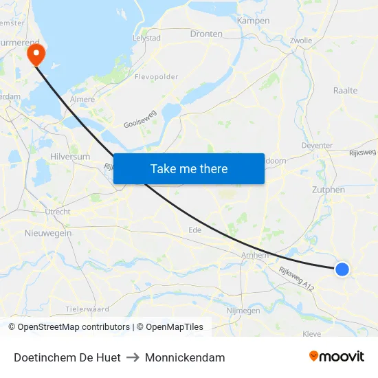 Doetinchem De Huet to Monnickendam map