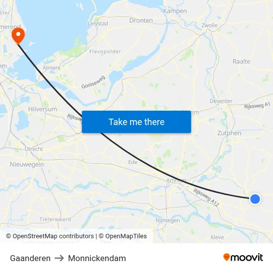 Gaanderen to Monnickendam map
