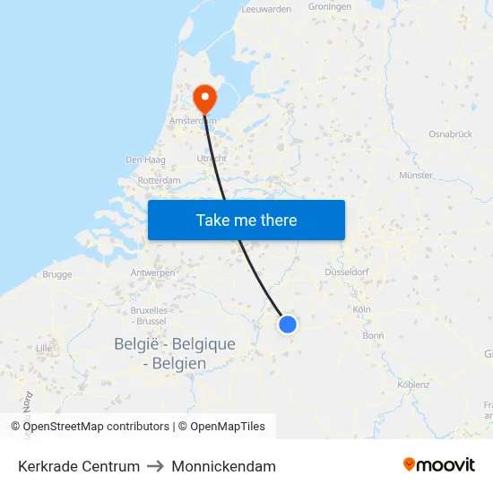 Kerkrade Centrum to Monnickendam map