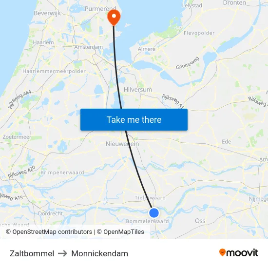 Zaltbommel to Monnickendam map