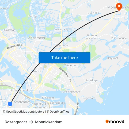 Rozengracht to Monnickendam map