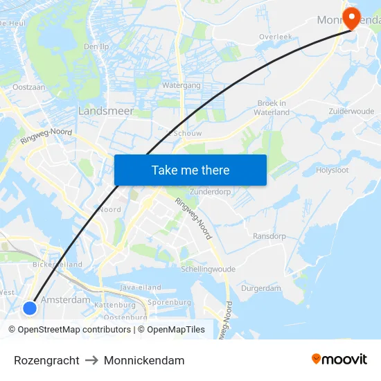 Rozengracht to Monnickendam map
