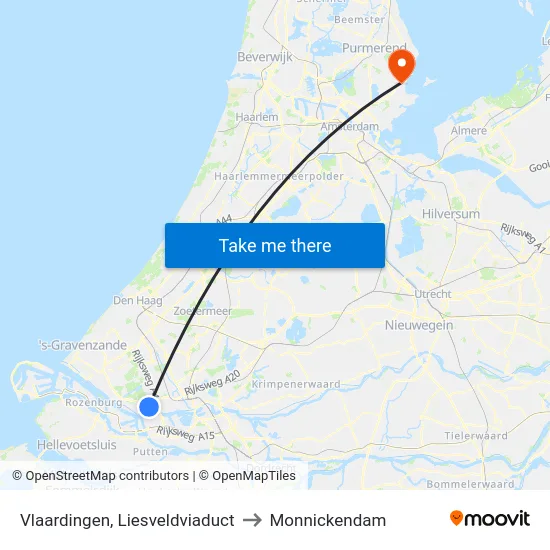 Vlaardingen, Liesveldviaduct to Monnickendam map
