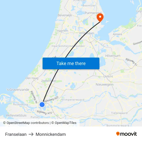 Franselaan to Monnickendam map