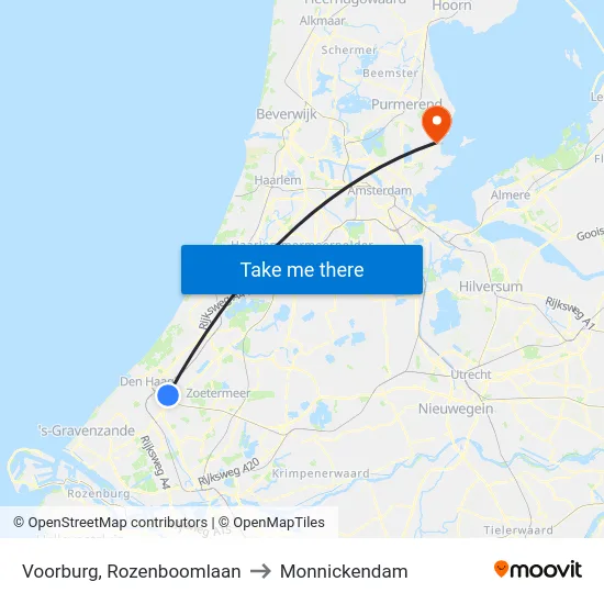 Voorburg, Rozenboomlaan to Monnickendam map