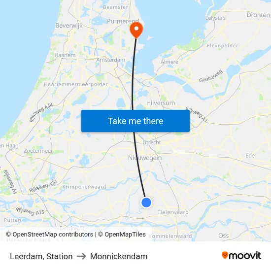 Leerdam, Station to Monnickendam map