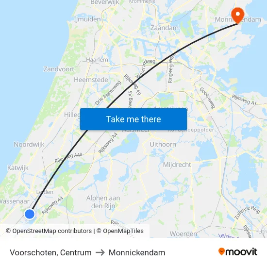 Voorschoten, Centrum to Monnickendam map