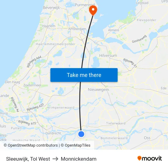 Sleeuwijk, Tol West to Monnickendam map