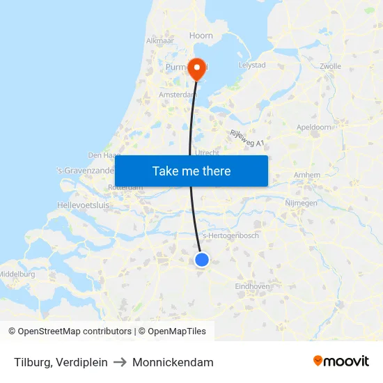 Tilburg, Verdiplein to Monnickendam map