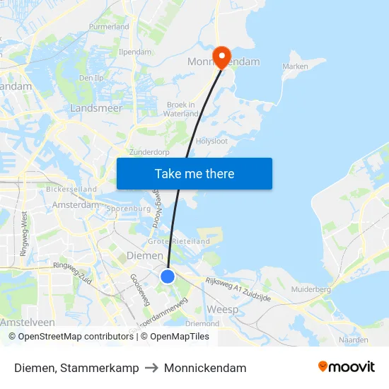 Diemen, Stammerkamp to Monnickendam map