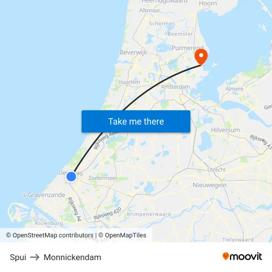 Spui to Monnickendam map