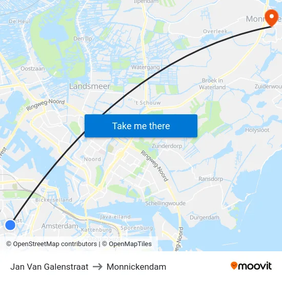 Jan Van Galenstraat to Monnickendam map