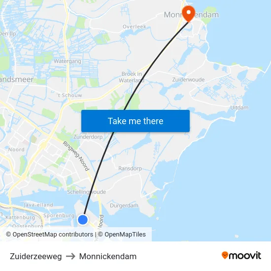 Zuiderzeeweg to Monnickendam map
