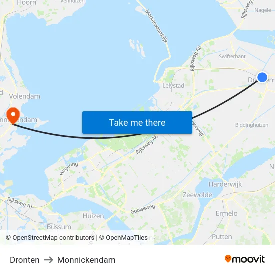 Dronten to Monnickendam map
