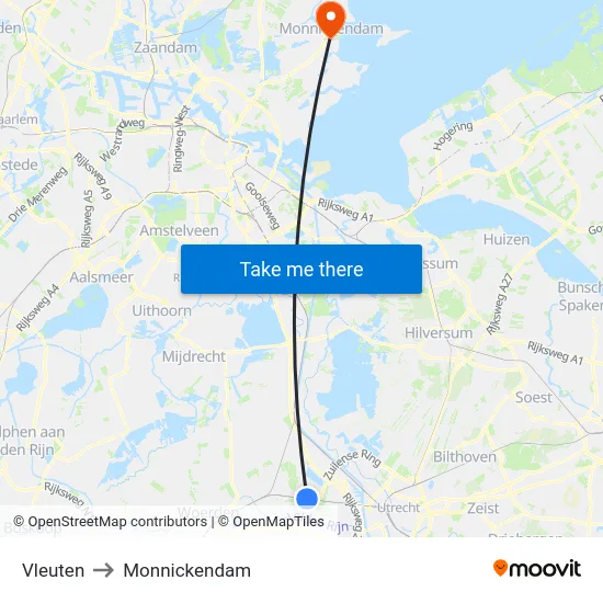 Vleuten to Monnickendam map