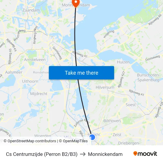 Cs Centrumzijde (Perron B2/B3) to Monnickendam map