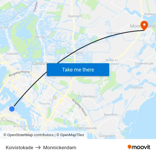 Koivistokade to Monnickendam map